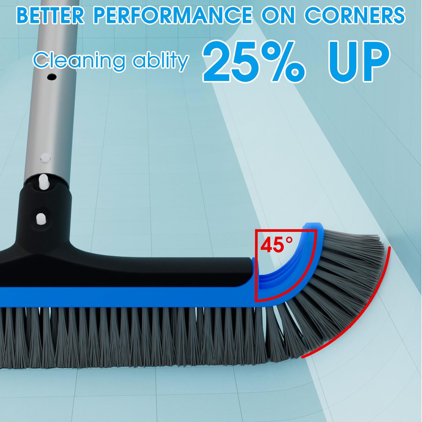 Tidymister heavy-duty brush head ready for tough grime on pool surfaces.
