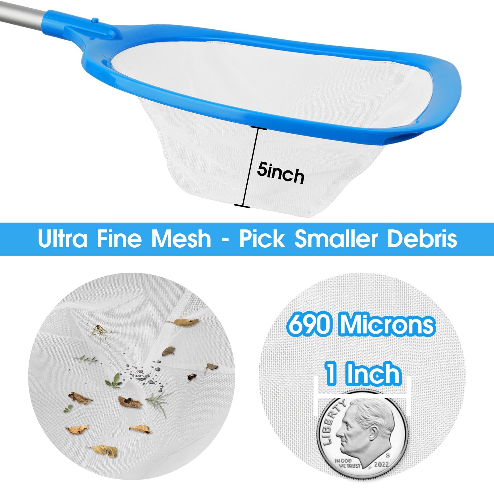 TidyMister leaf skimmer handheld net for fast cleaning