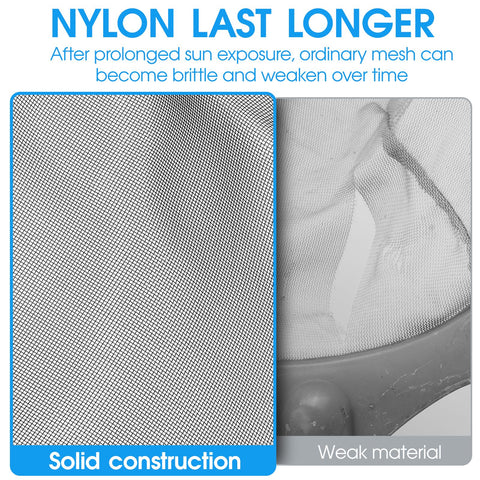 TidyMister nylon net bag traps leaves securely for easy disposal.