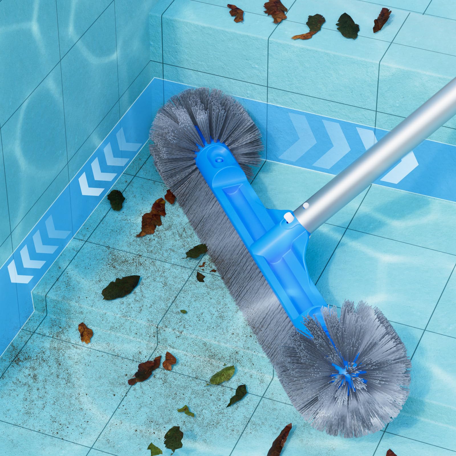 Tidymister pool brush long reach reduces effort on large pool surfaces