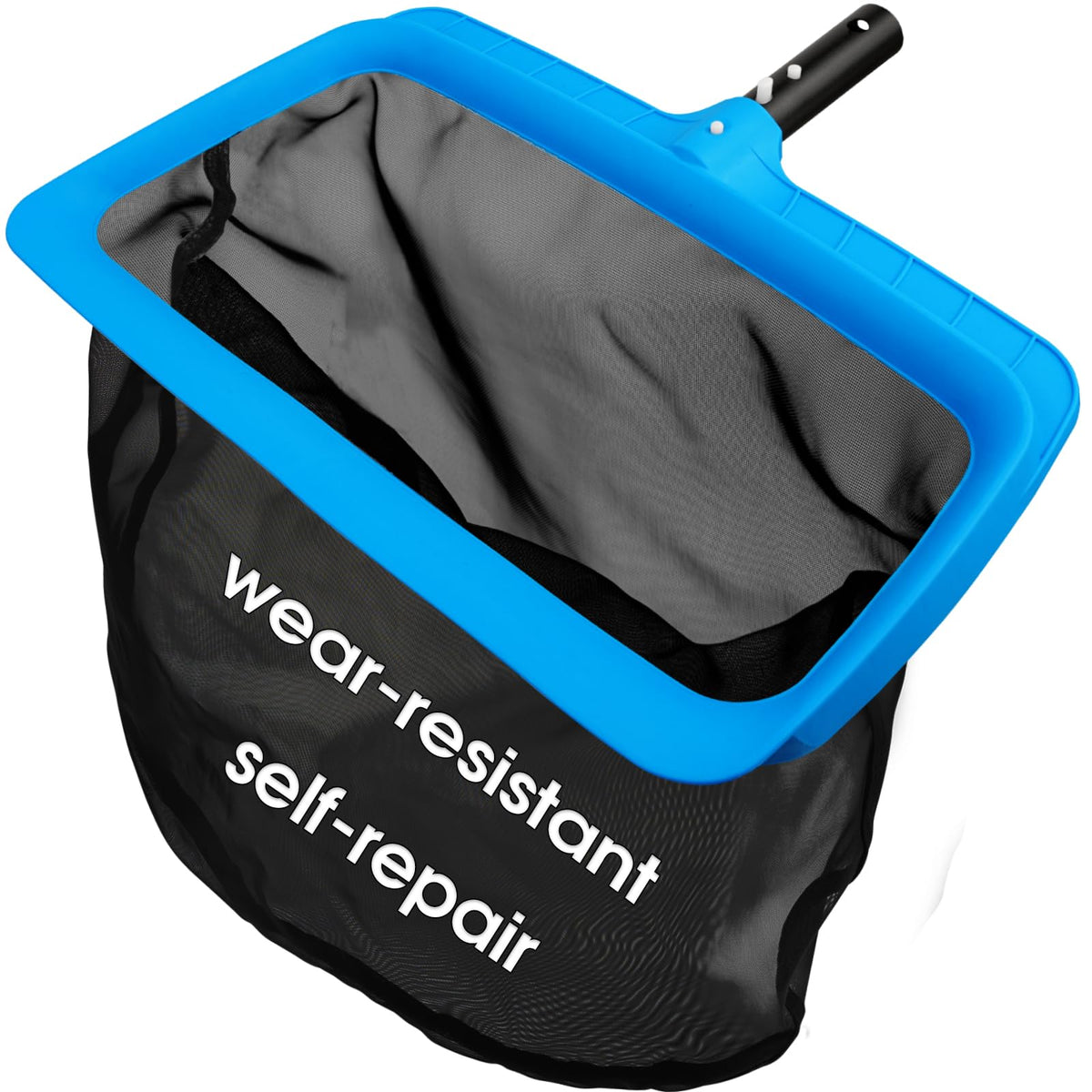 TidyMister Pool Skimmer Net with self-repair mesh captures surface debris and extends net life.