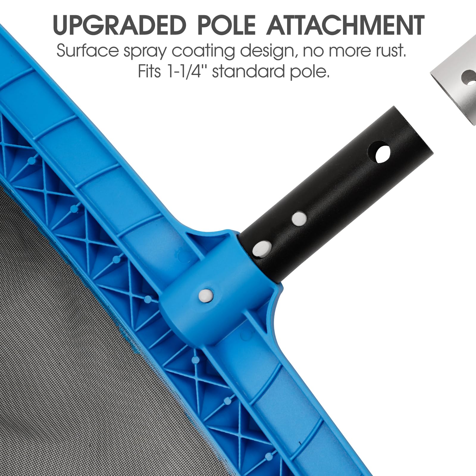TidyMister Pool Skimmer Net efficiently cleans surface and bottom debris for quick pool care.