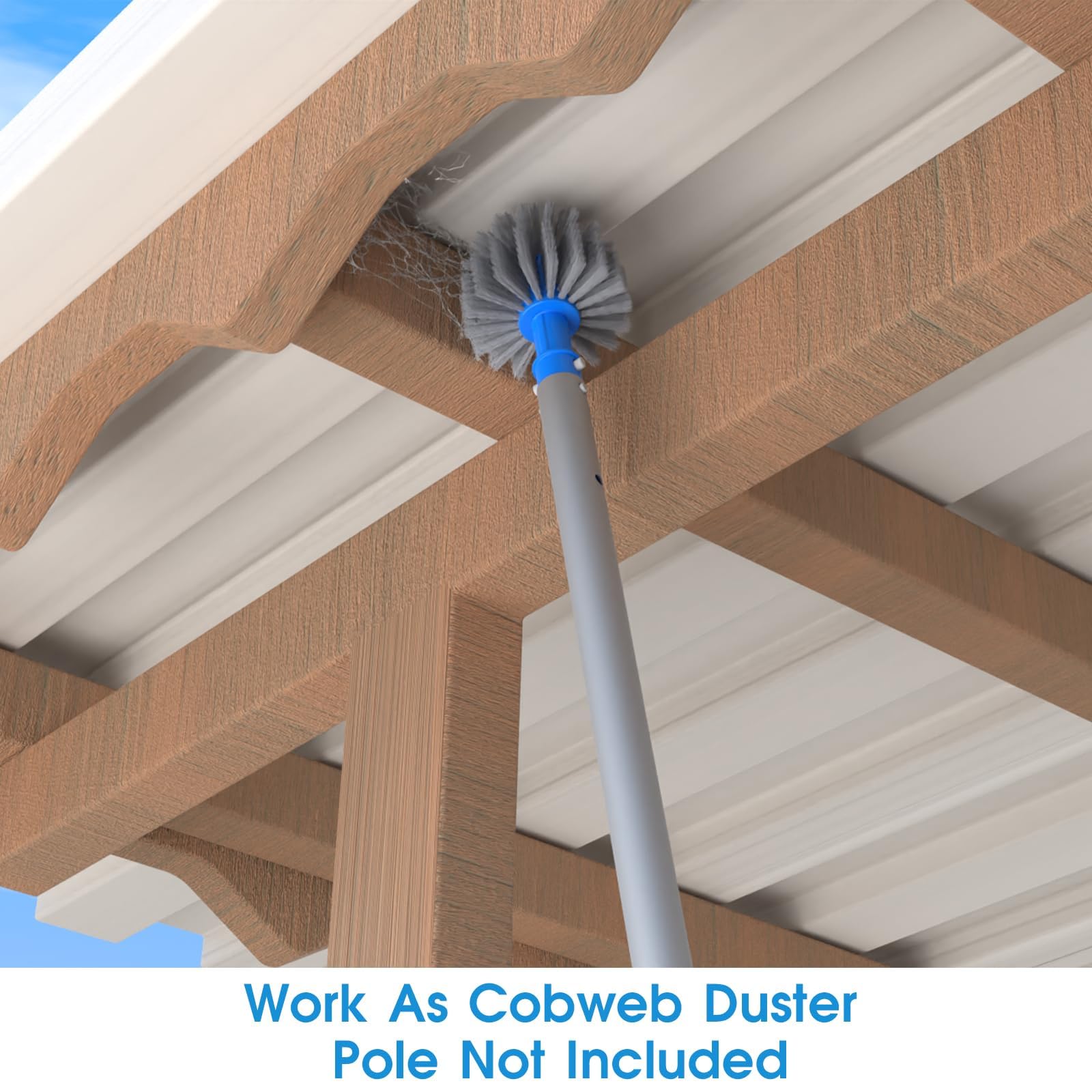 TidyMister stiff wavy bristles tackle stubborn grime on tile and pool surfaces.