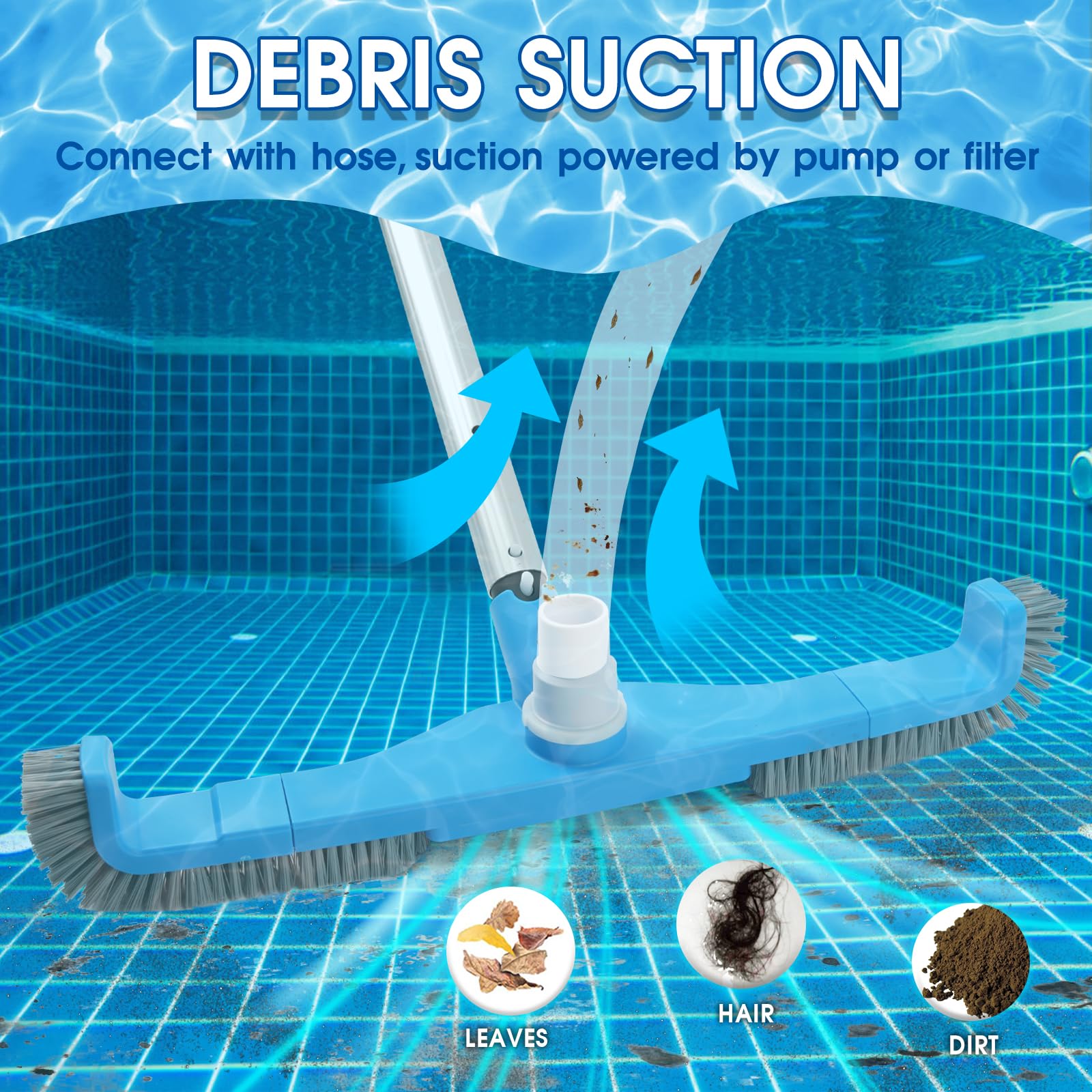 TidyMister sturdy nylon bristles remove leaves and dirt effectively.
