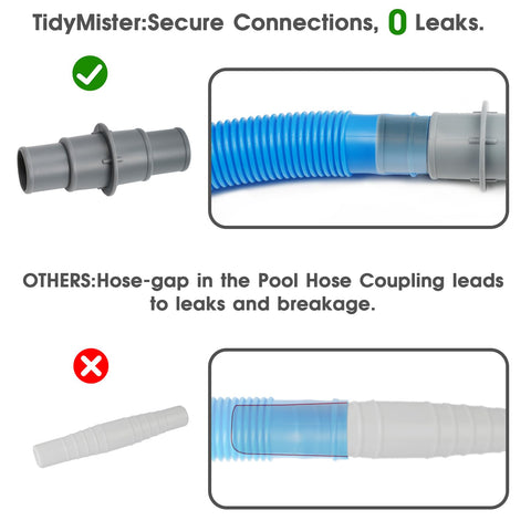 Tidymister total pool package includes vac head, connector, and buckles