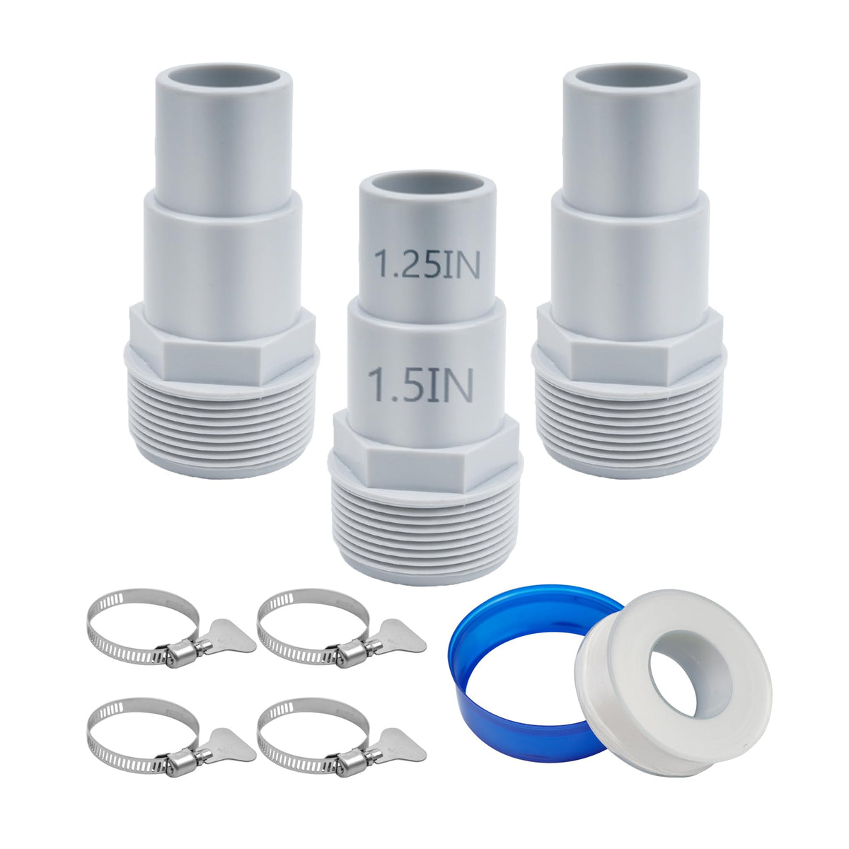 TidyMister universal hose adapter assembly improves compatibility for pool hoses.