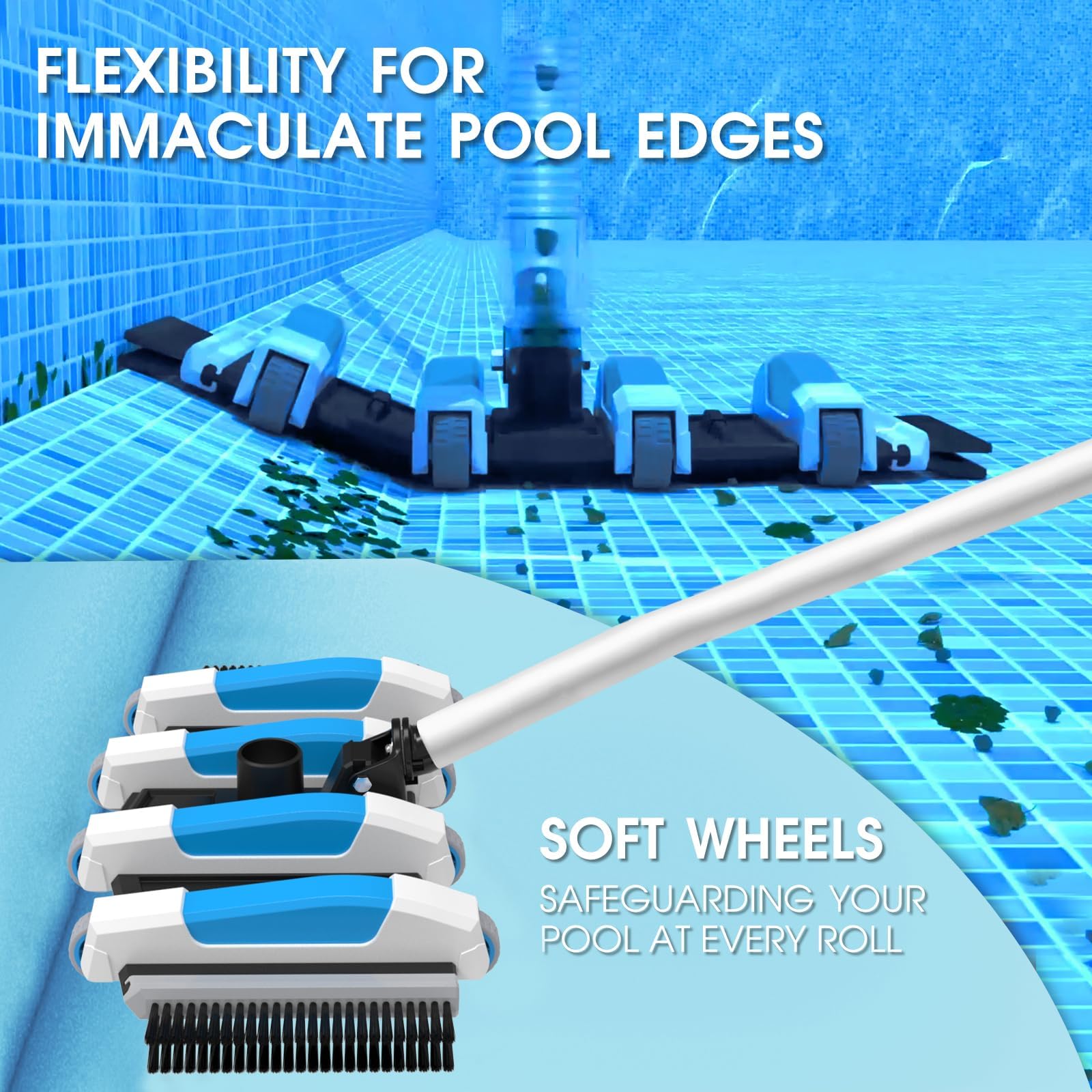 Tidymister vacuum head features side and bottom brushes for debris pickup.