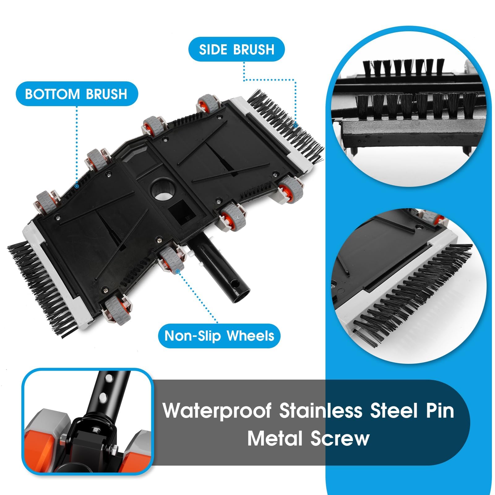 Tidymister 3.2lb weighted side brush enhances debris pickup.