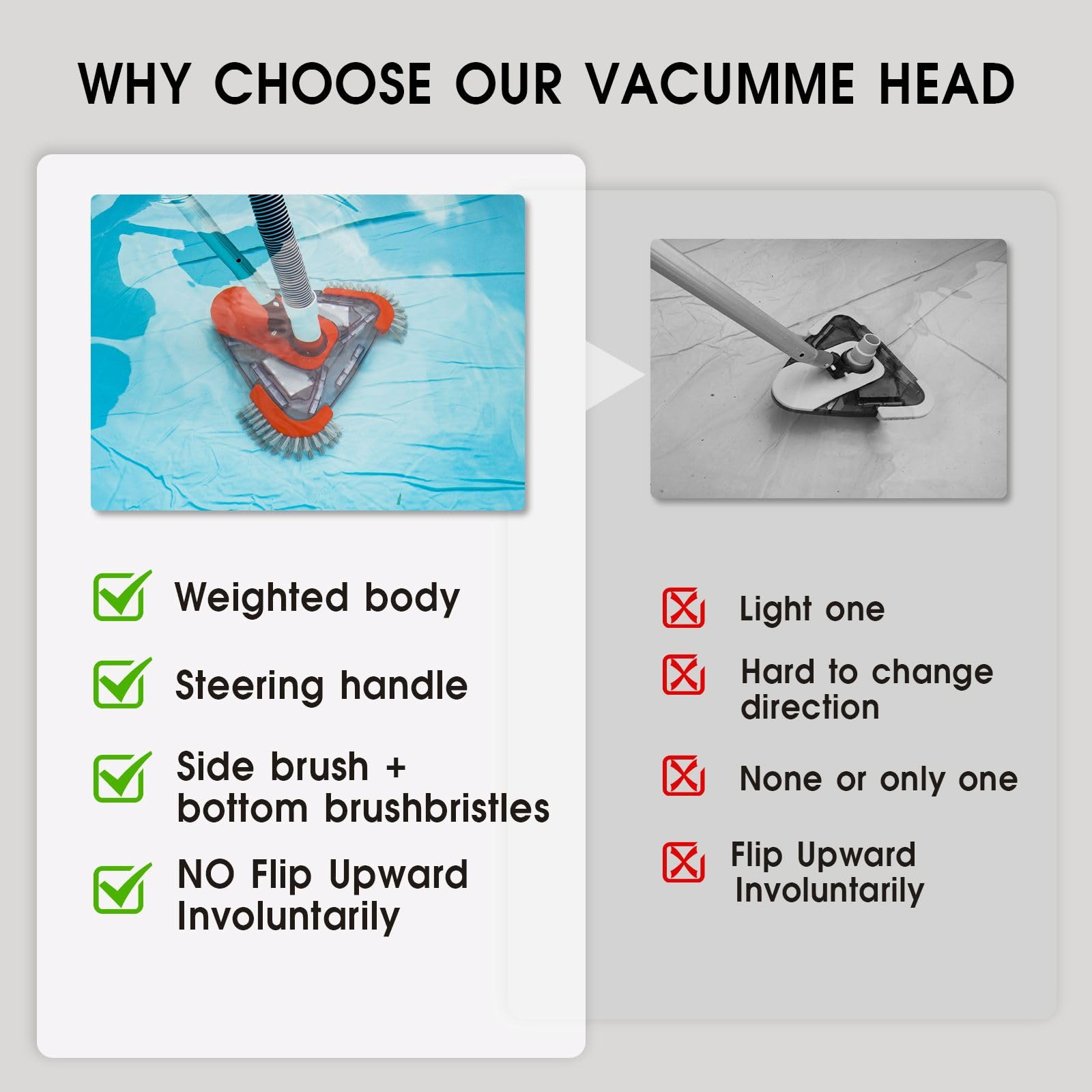 TidyMister vinyl liner-safe brush head protects liners during cleaning.