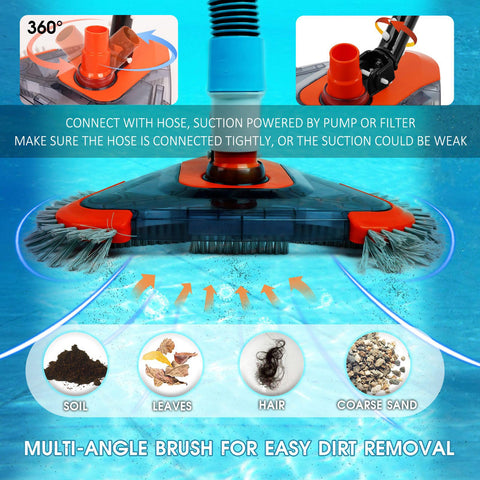 TidyMister weighted pool head maintains steady suction on the floor.