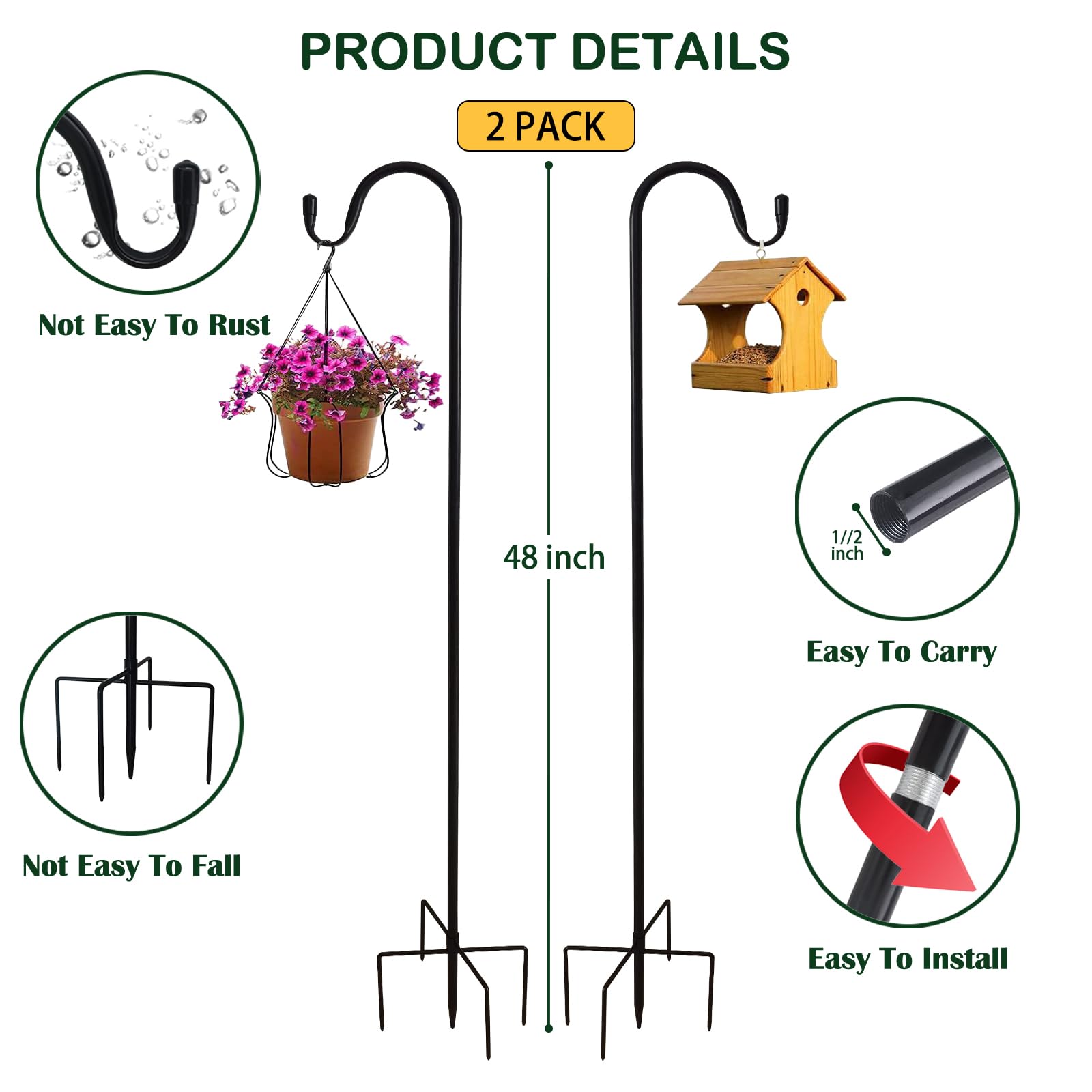 TIEBOLA 5-prong base provides extra ground stability for heavier items.