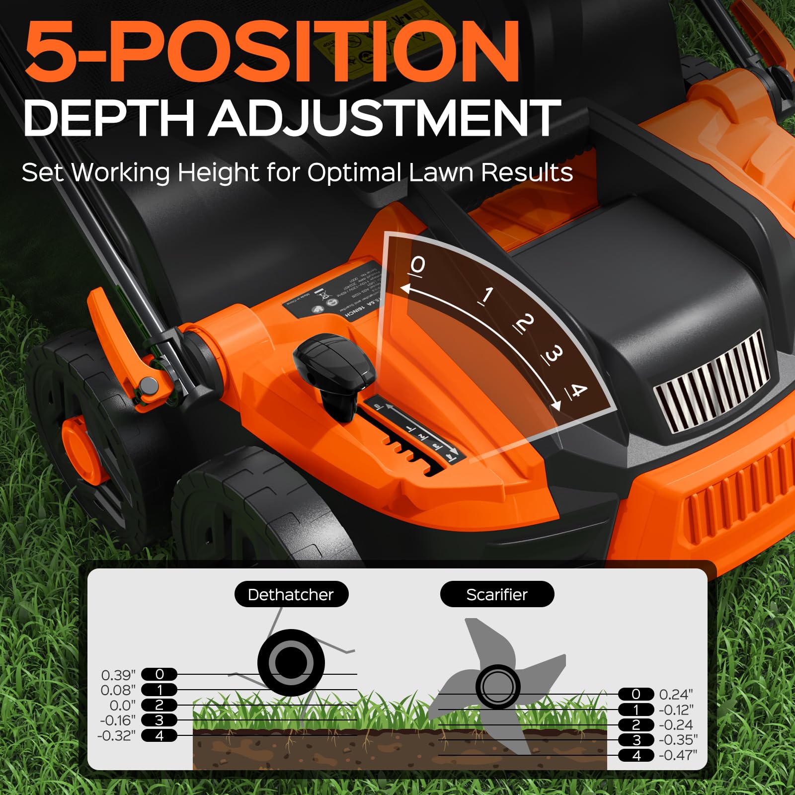 TIECTOWN 15A motor drives fast, wide 16-inch rake path.