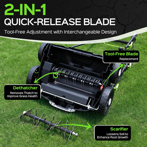 TIECTOWN depth adjustment lever for customizable scarify and dethatch depths
