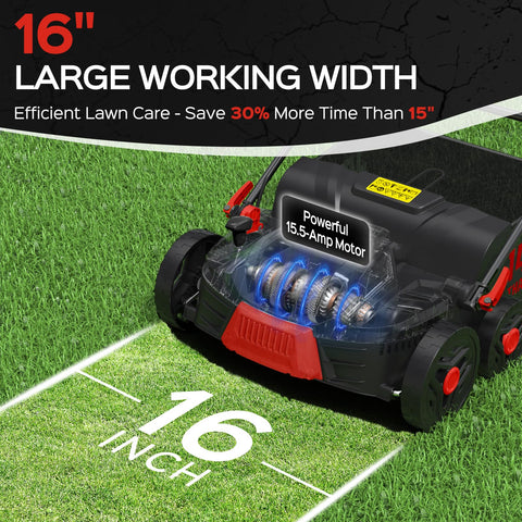 TIECTOWN working-depth-height adjustment lever shown for customizable lawn maintenance.