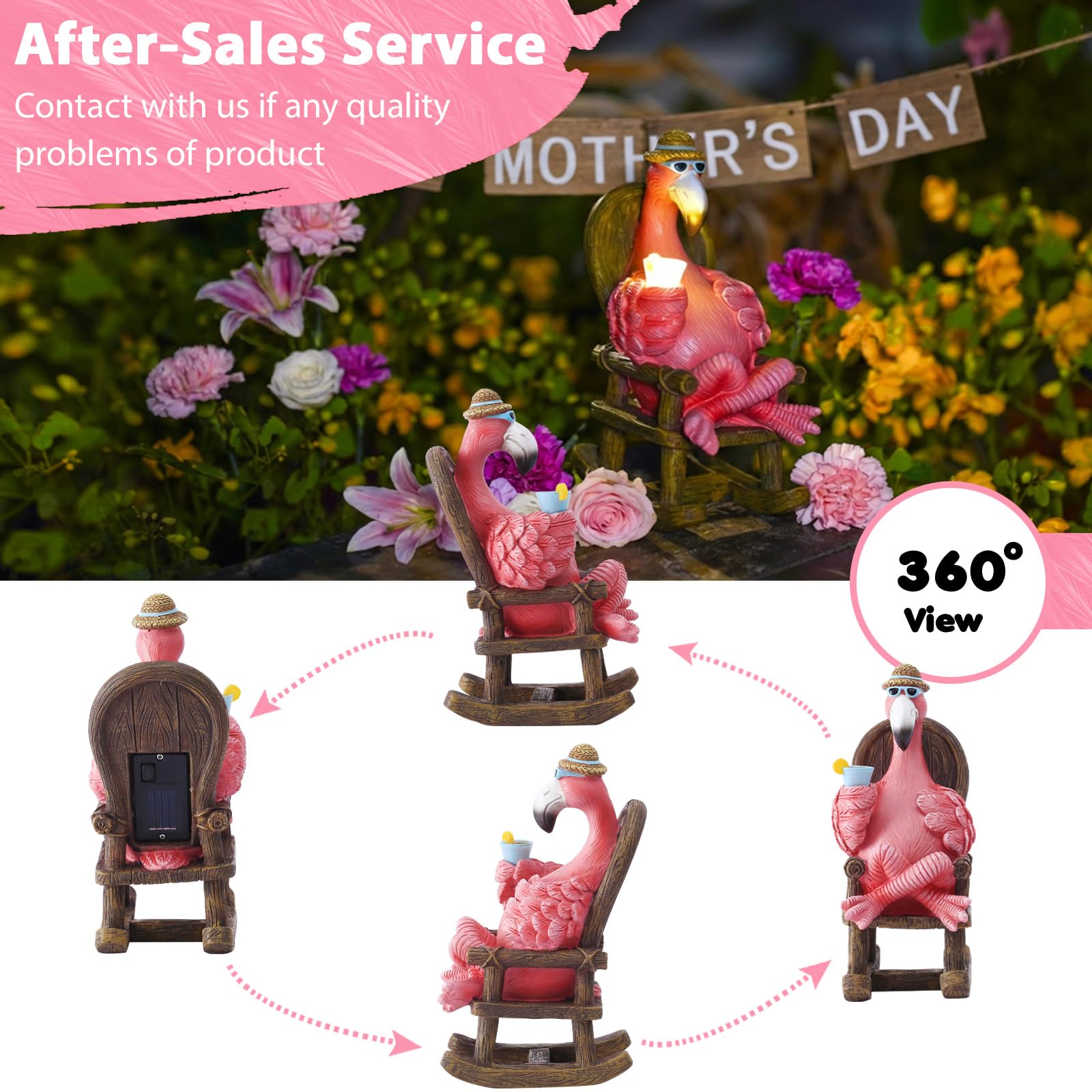 Tiejiajiang flamingo statue close-up shows vivid hand-painted resin colors.