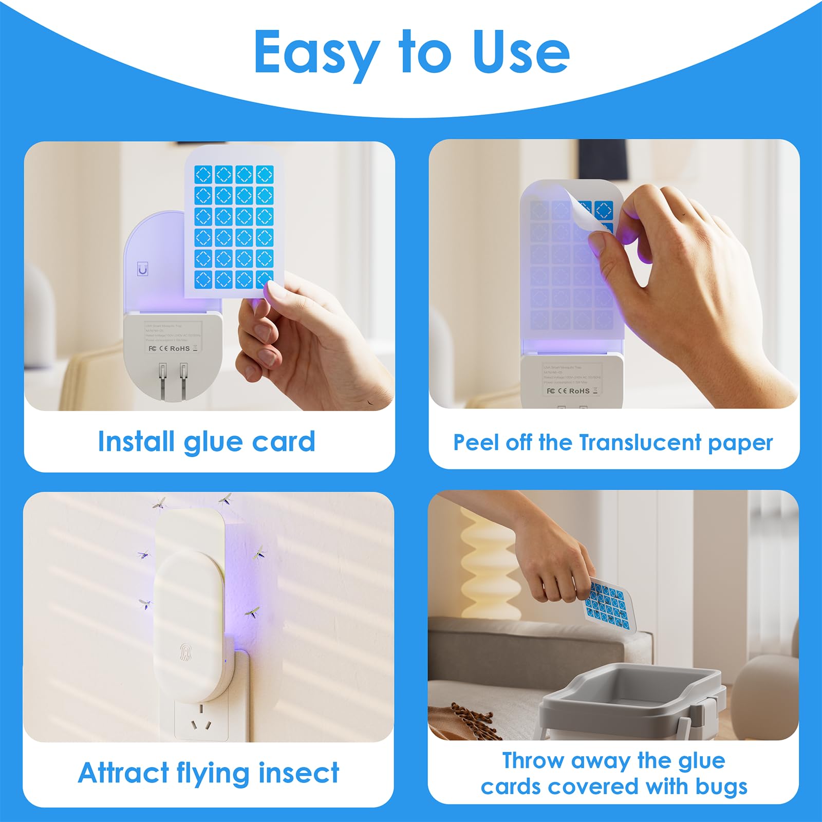 TIENBE glue card long-lasting adhesive captures insects until disposal