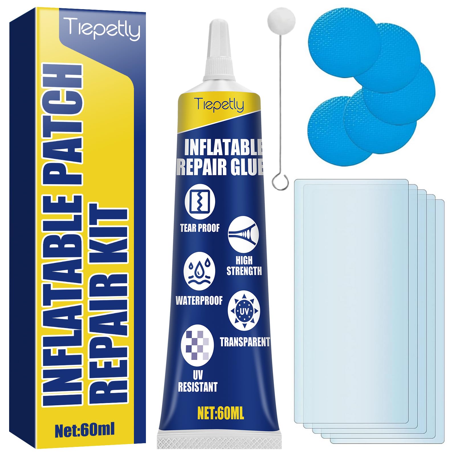 Tiepetly air mattress patch kit close-up demonstrates durable repair seal for leaks