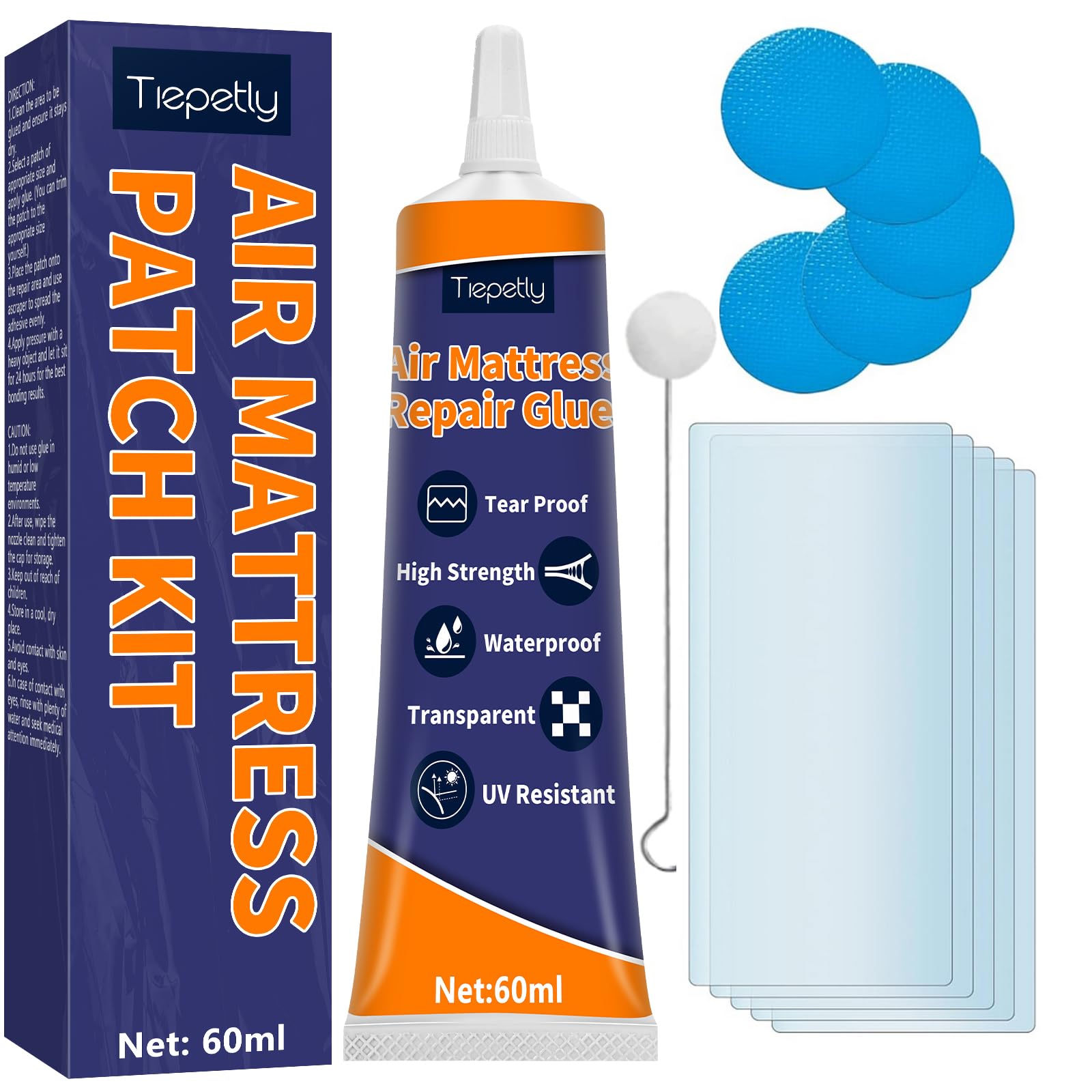 Tiepetly air-mattress patch kit patches enabling quick, durable repairs