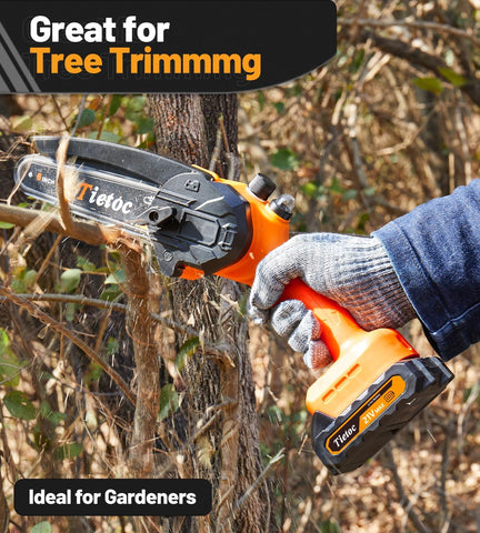 Tietoc mini chainsaw 6in complete kit ready for setup.