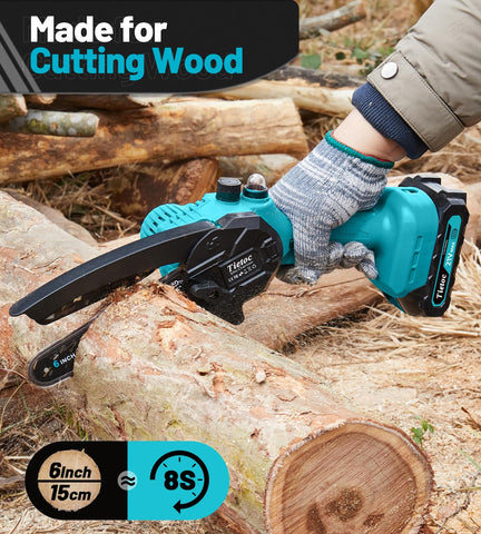 Tietoc mini chainsaw with battery and charger for cordless yard work