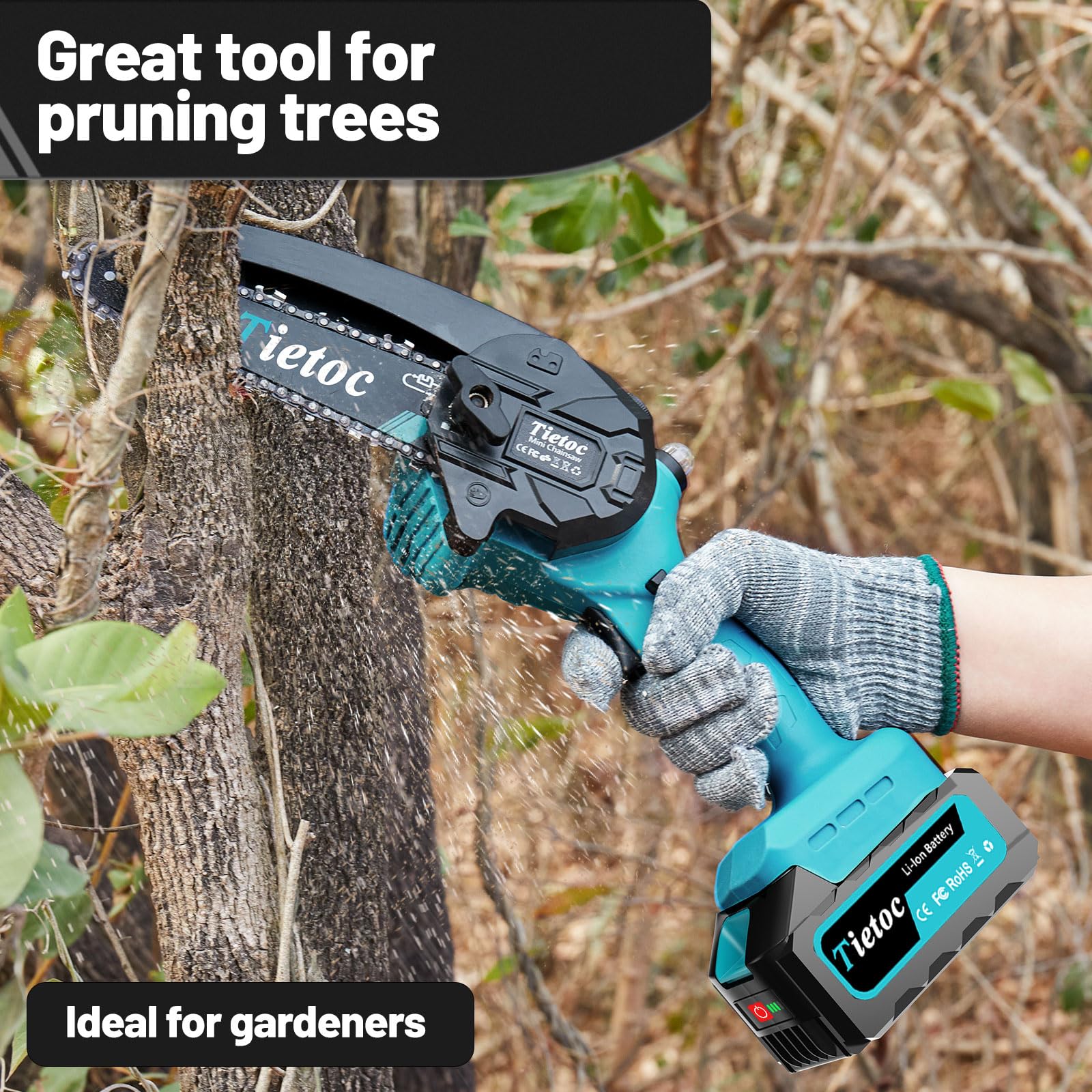 Tietoc mini chainsaw chain tension adjustment with screwdriver for secure cuts