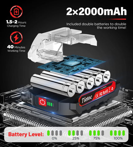 Tietoc mini chainsaw charging setup highlights quick recharging between jobs