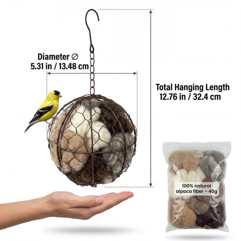 Tiezzi refillable nesting-material holder encourages seasonal replenishment.