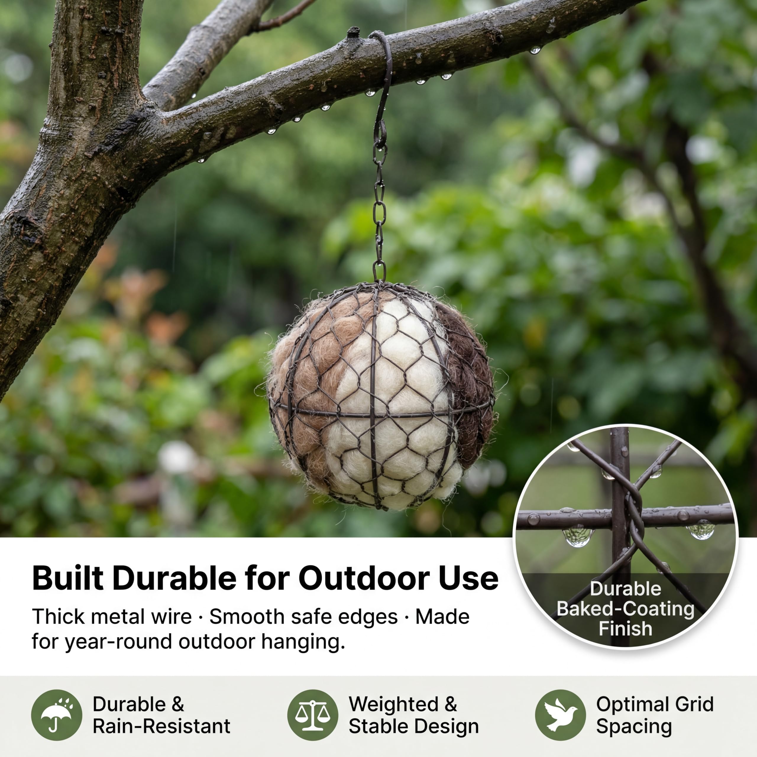 Tiezzi winter bird shelter offers warm, dry protection.