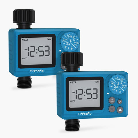 Tiffcofio sprinkler timer outdoor with digital display for precise watering control.