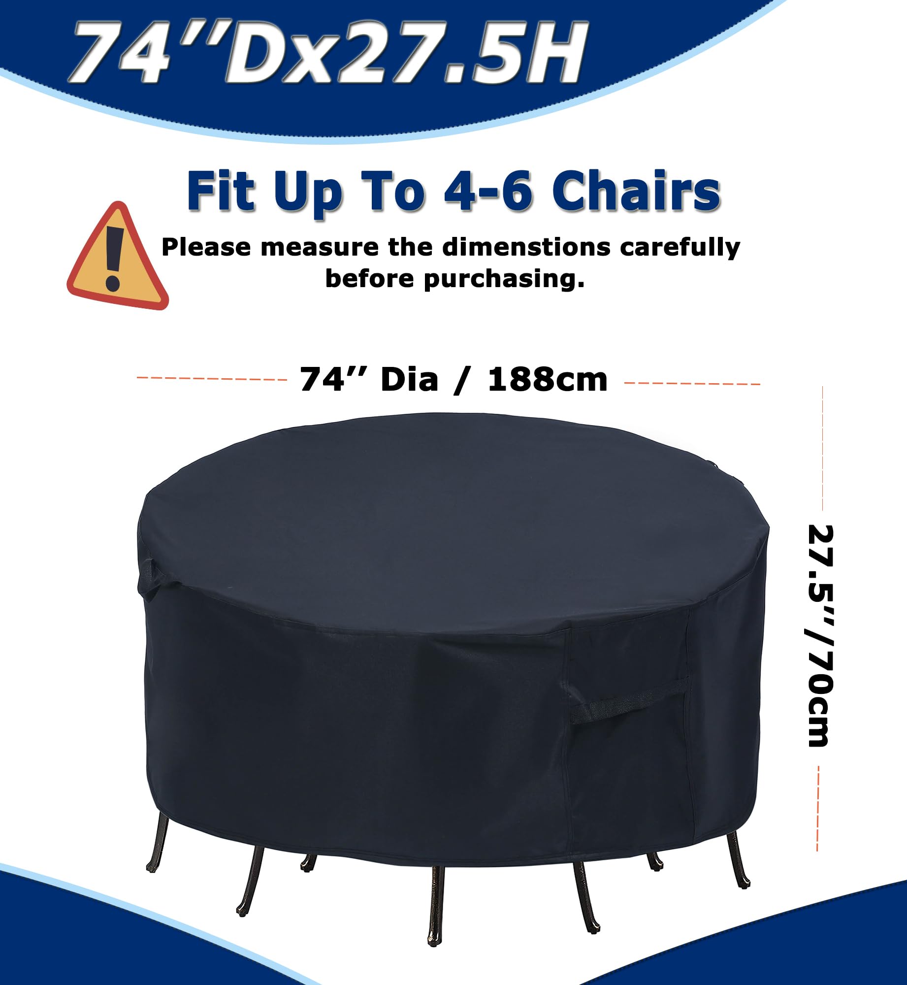 TIFILE waterproof table and fire pit cover protects outdoor dining area.