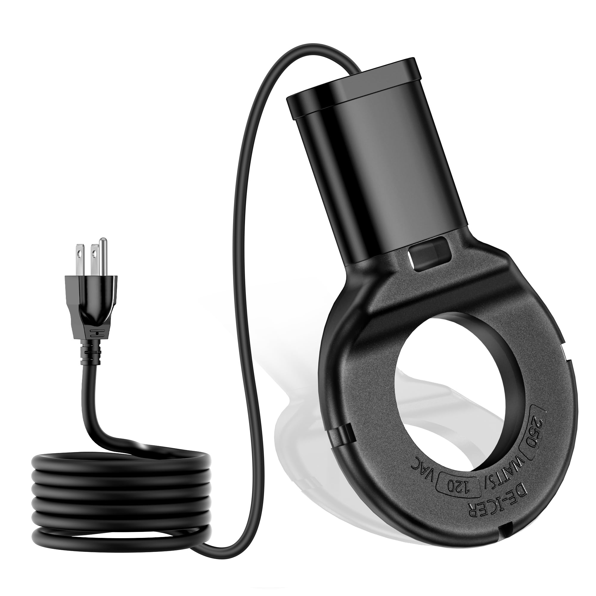 Tiflev 250W de-icer in a cast aluminum body attached to a poultry waterer.