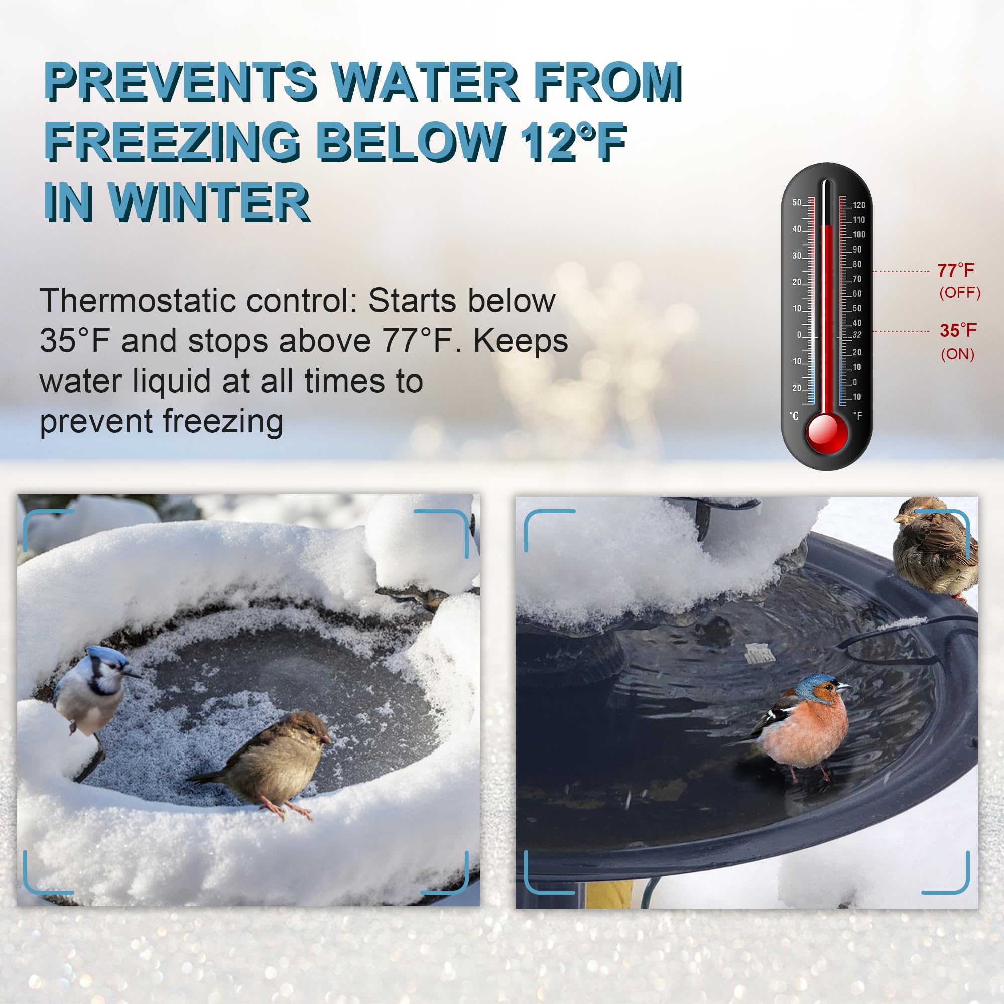 Automatic thermostat control on the Tiflev de-icer for winter use.