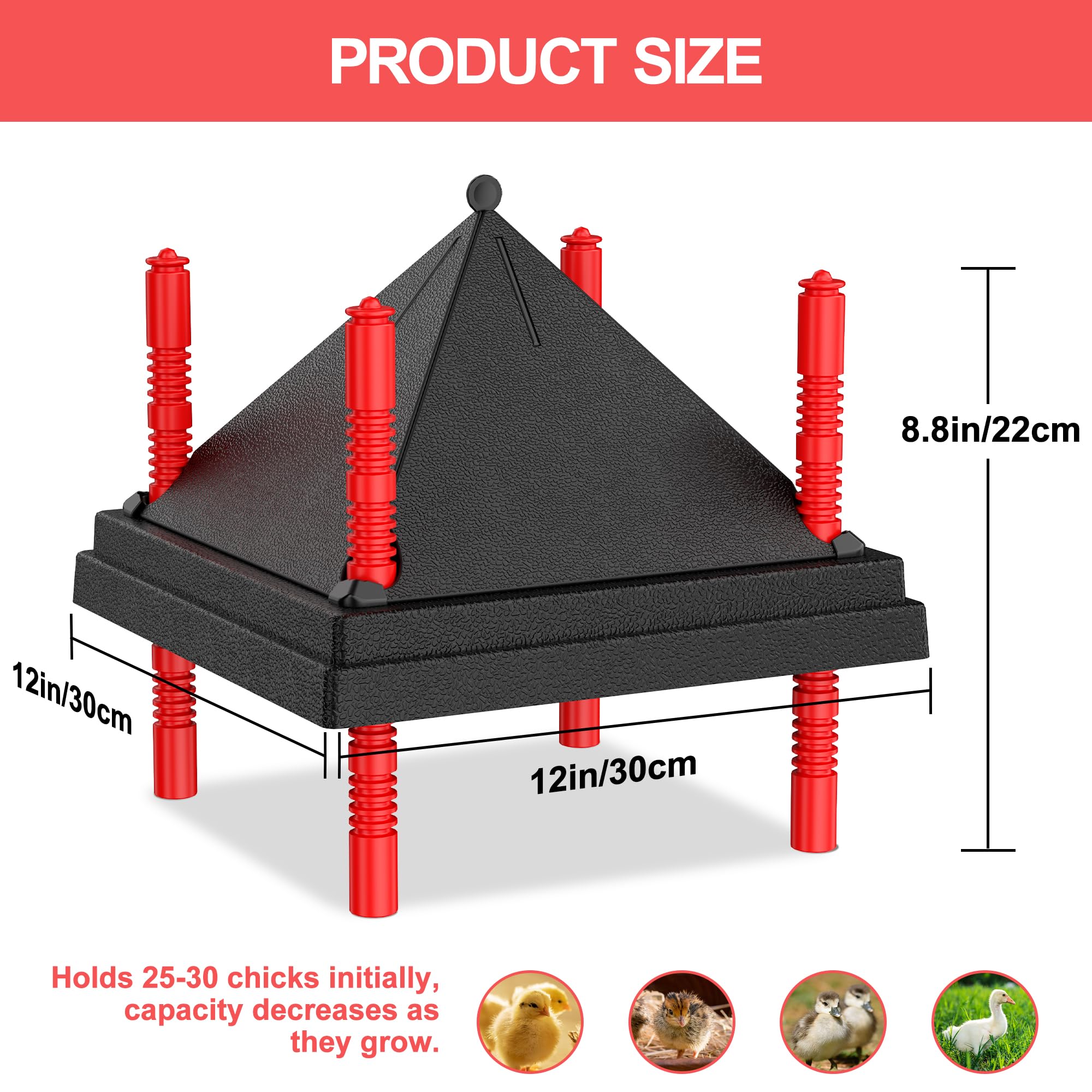 Tiflev height-adjustable legs allow growing chicks to stay warm