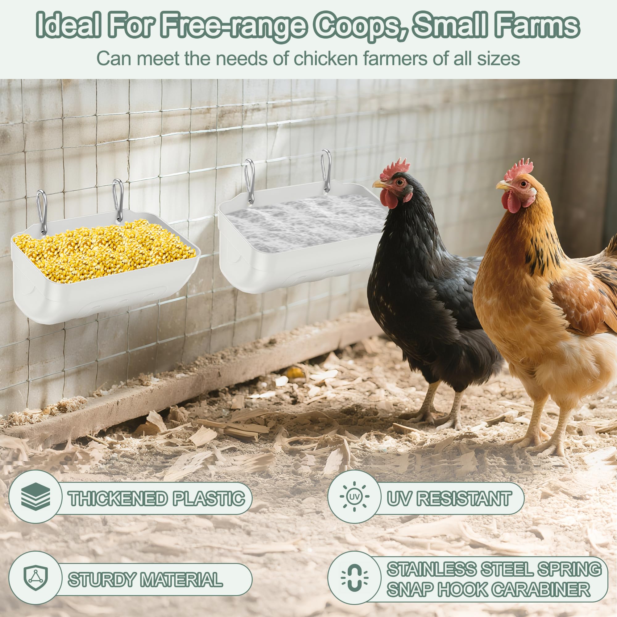 Tiflev mess-free coop design minimizes spill and messy bedding.
