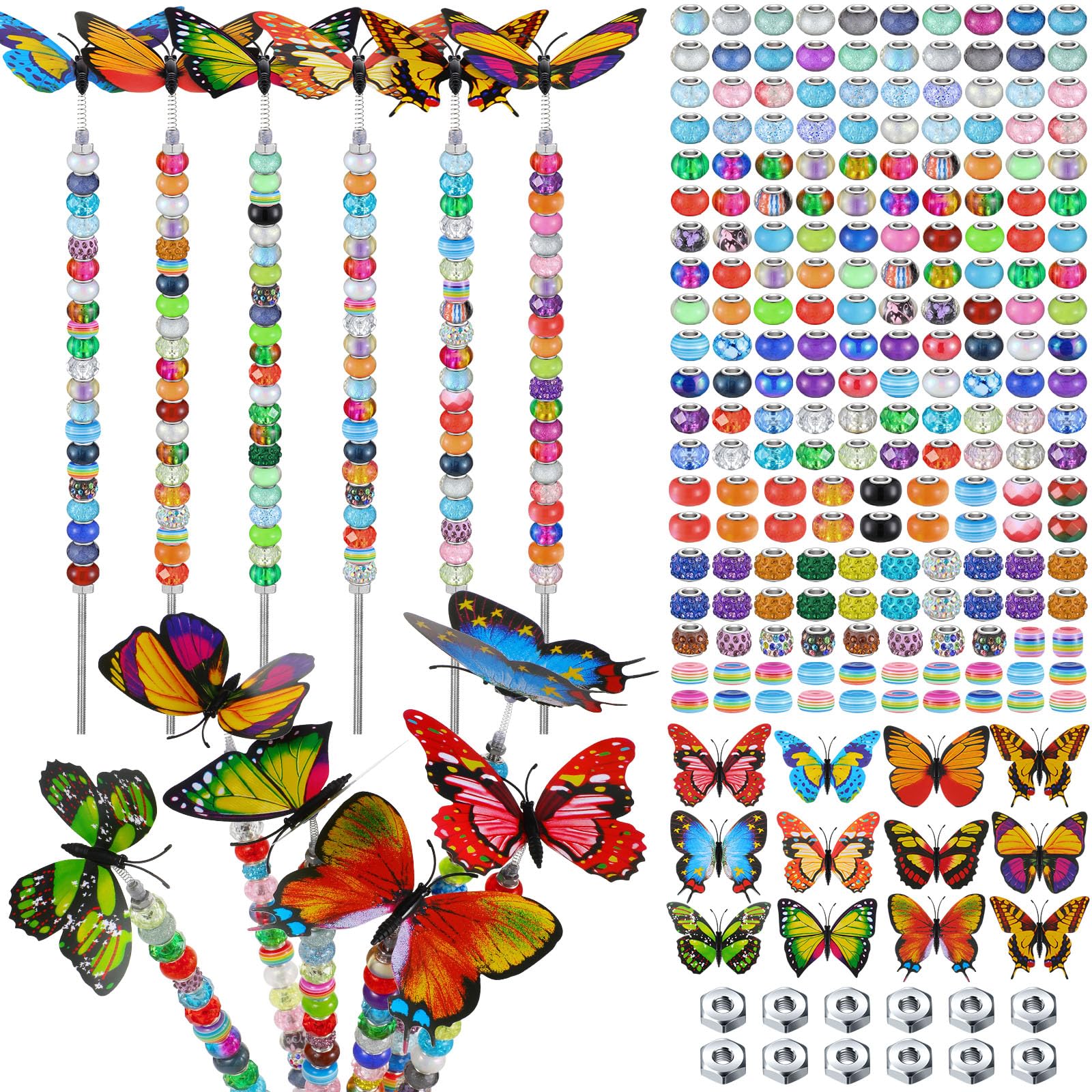 The Tigeen butterfly garden stake kit creates a durable outdoor decorative centerpiece.