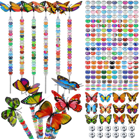 The Tigeen butterfly garden stake kit creates a durable outdoor decorative centerpiece.