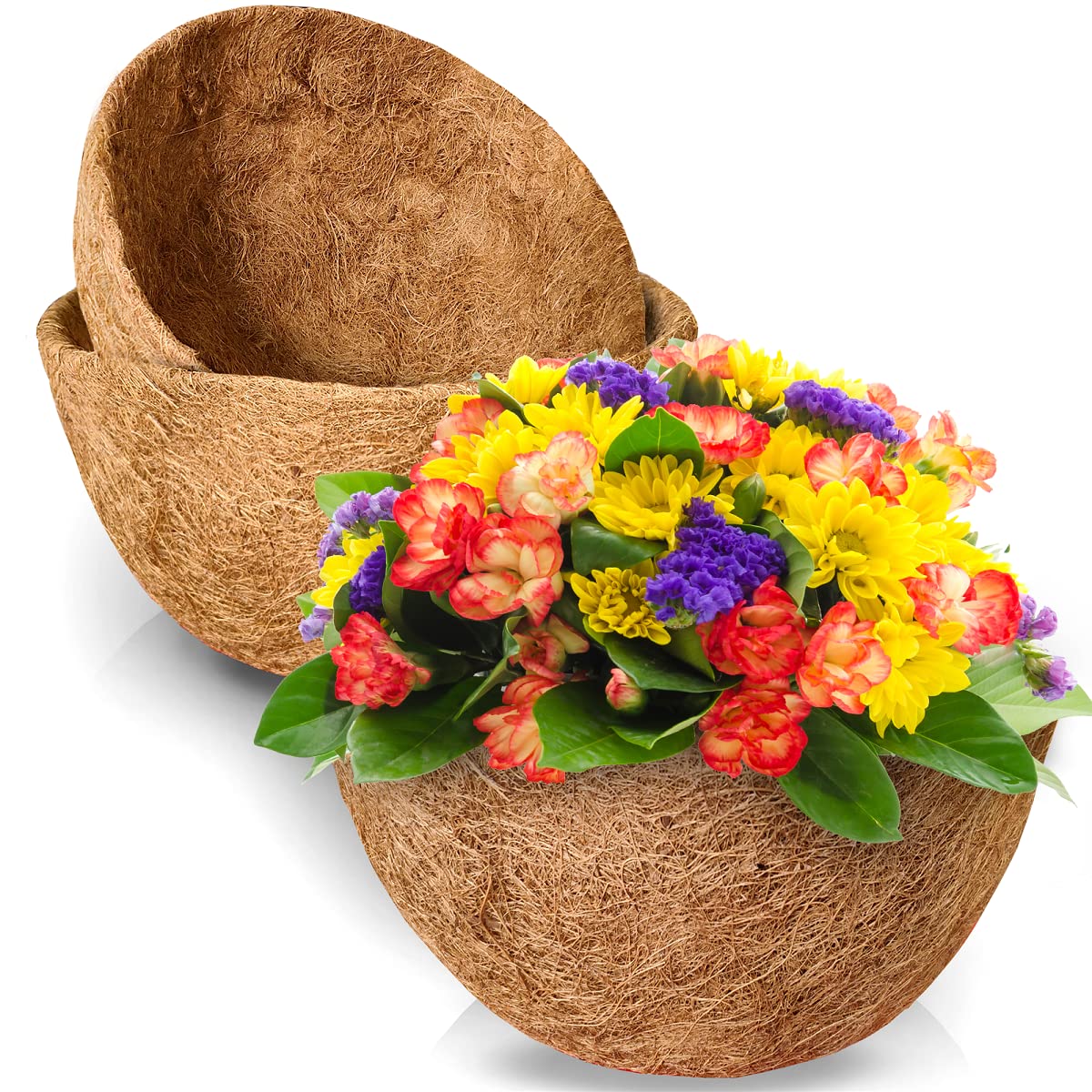 TigeJoy 16-inch round coco liner fits hanging baskets securely.