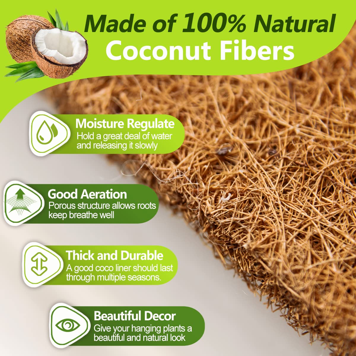 TigeJoy coco fiber liner provides moisture regulation for balanced hydration.