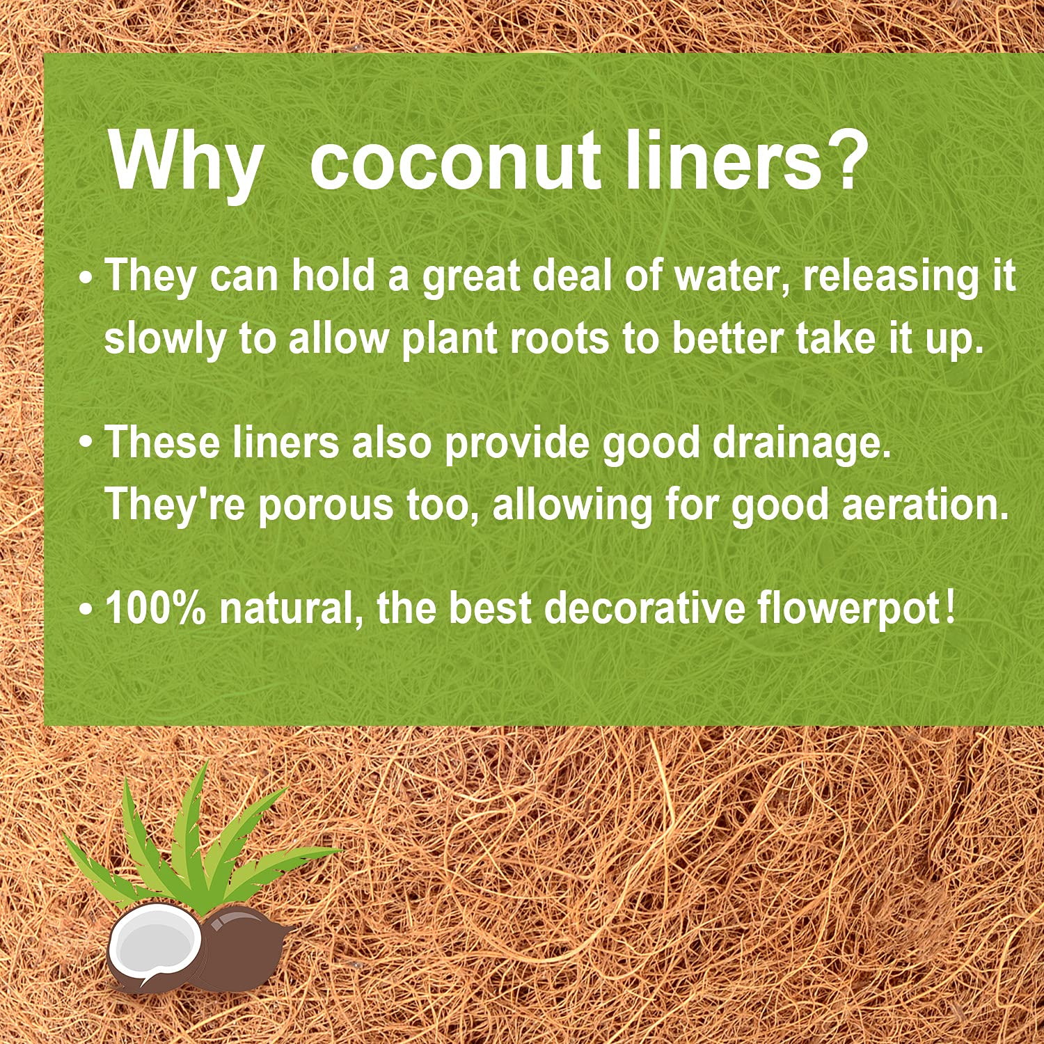 TigeJoy close-up of dense coconut fiber for strong root airflow.