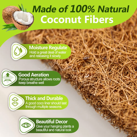 TigeJoy coconut fiber liner for baskets enhances airflow around roots.