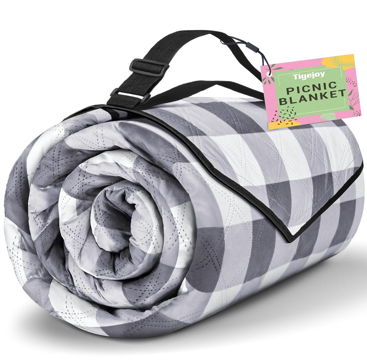 TigeJoy extra large picnic blanket waterproof top surface for dry seating