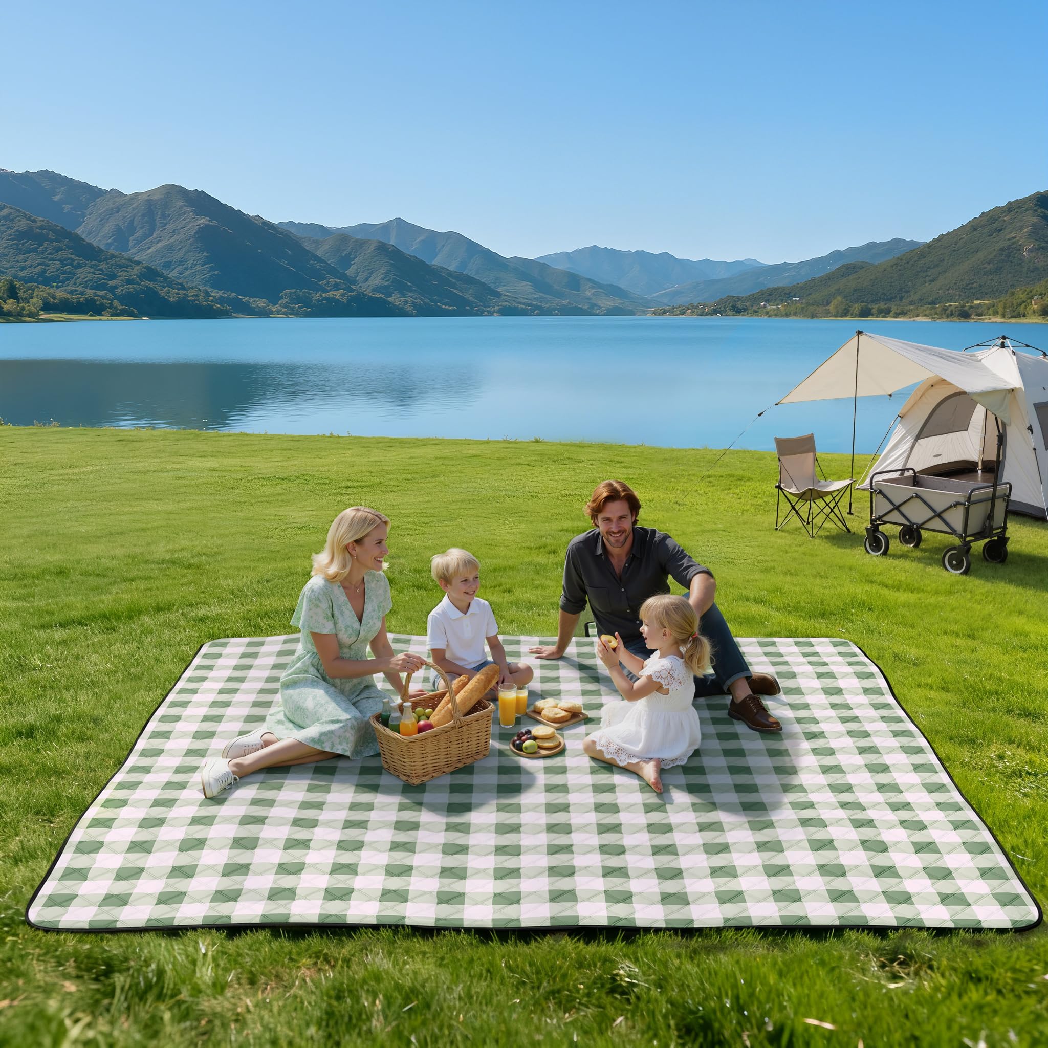 TigeJoy picnic blanket folded compact demonstrates easy transport on hikes
