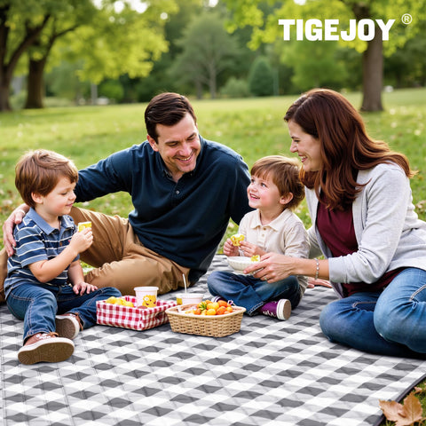 TigeJoy blanket folded with Velcro strap for easy transport