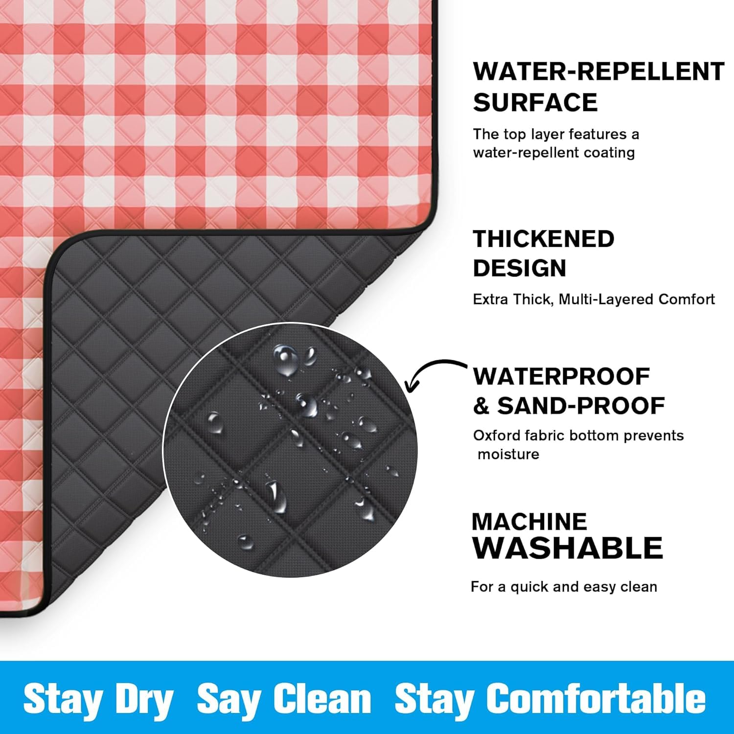 TigeJoy sandproof beach blanket at the waterline for easy cleanup.