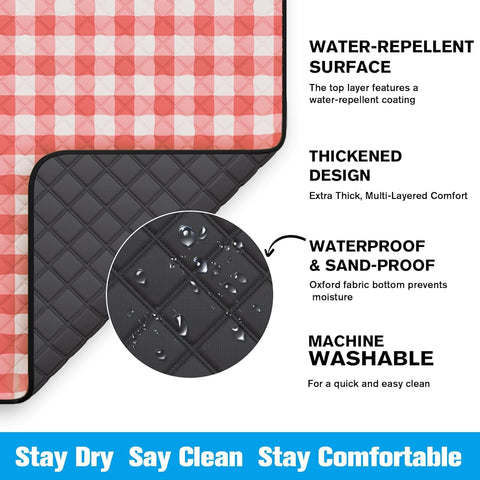 TigeJoy sandproof beach blanket at the waterline for easy cleanup.