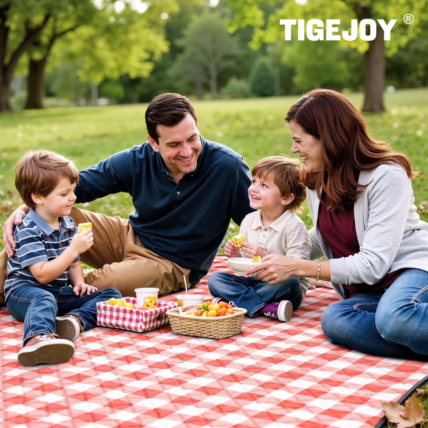 TigeJoy waterproof top layer repels water and stains for outdoor use.