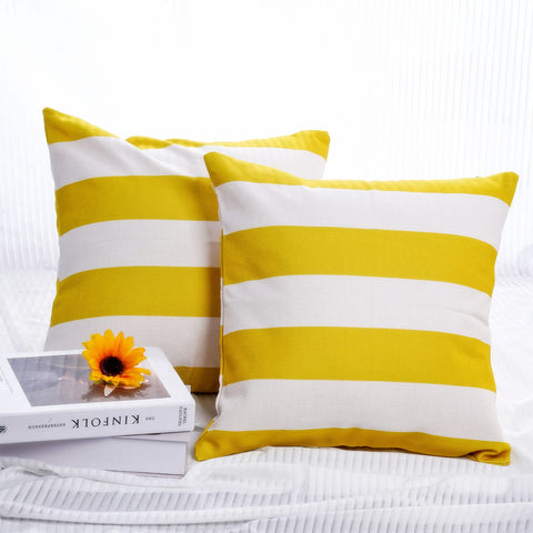 Tiggell outdoor striped pillow cover on a garden chair for sunny spaces