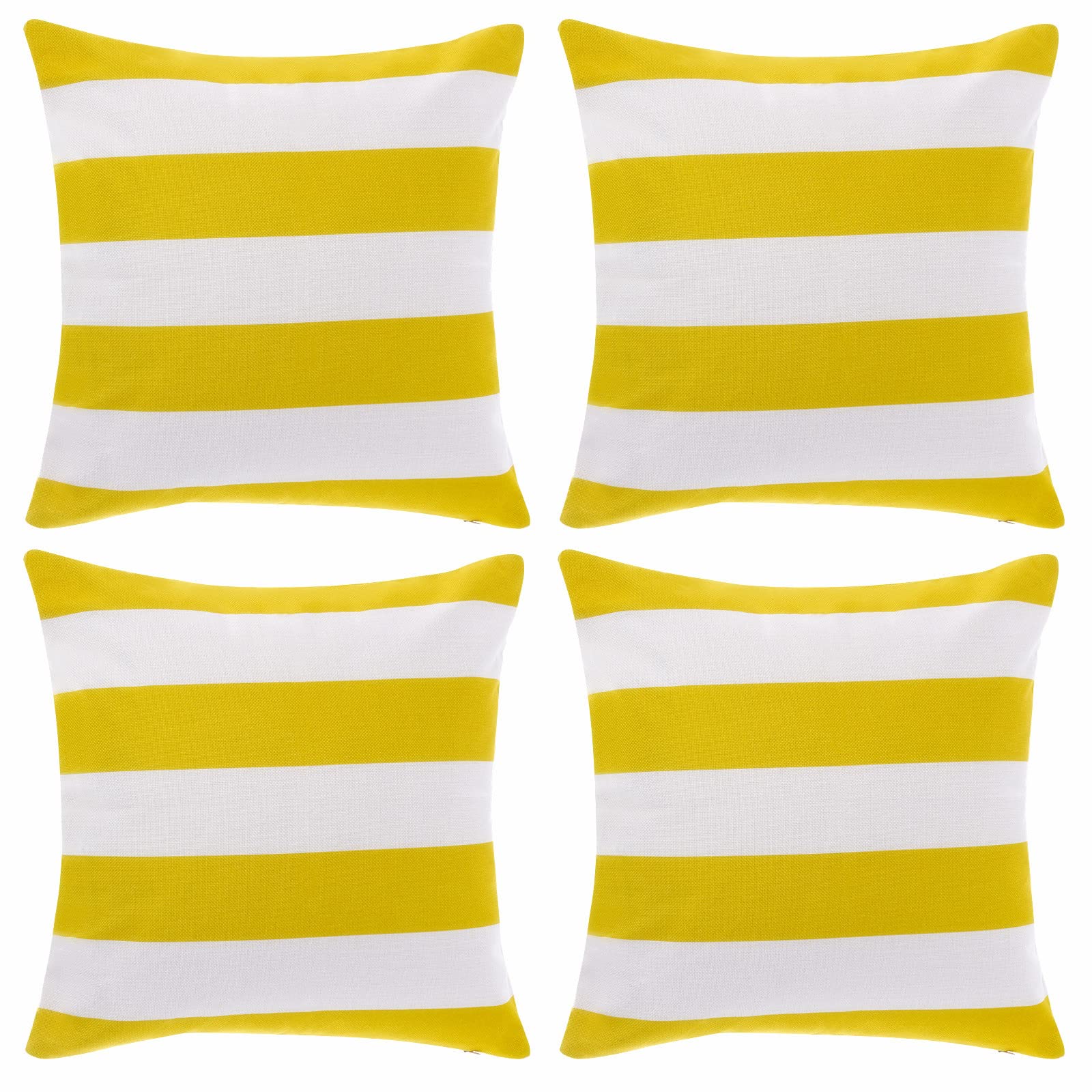 Tiggell striped waterproof pillow cover in yellow and white for outdoor patio cushions