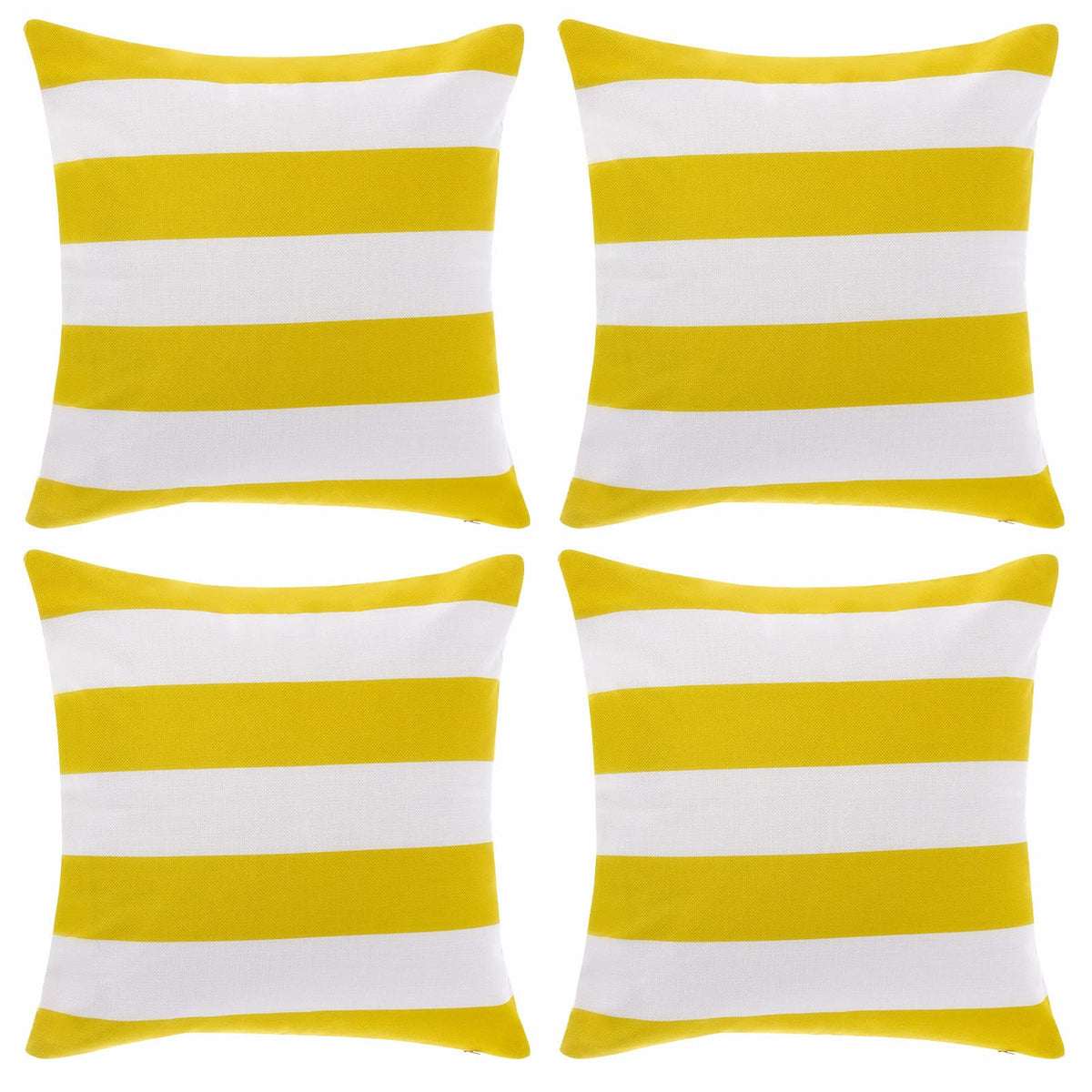 Tiggell striped waterproof pillow cover in yellow and white for outdoor patio cushions