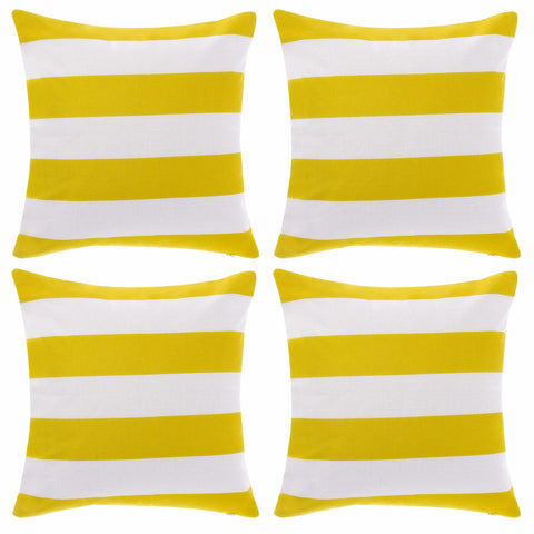 Tiggell striped waterproof pillow cover in yellow and white for outdoor patio cushions